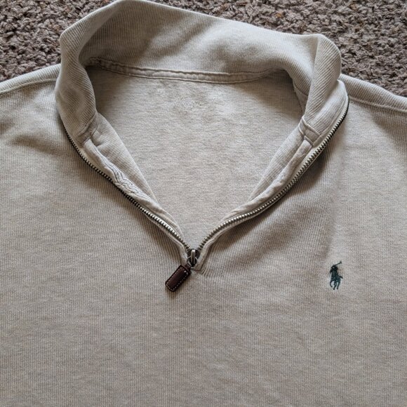 Polo Ralph Lauren Pullover Sweater Men’s L Beige 1/4 Zip - Picture 6 of 13